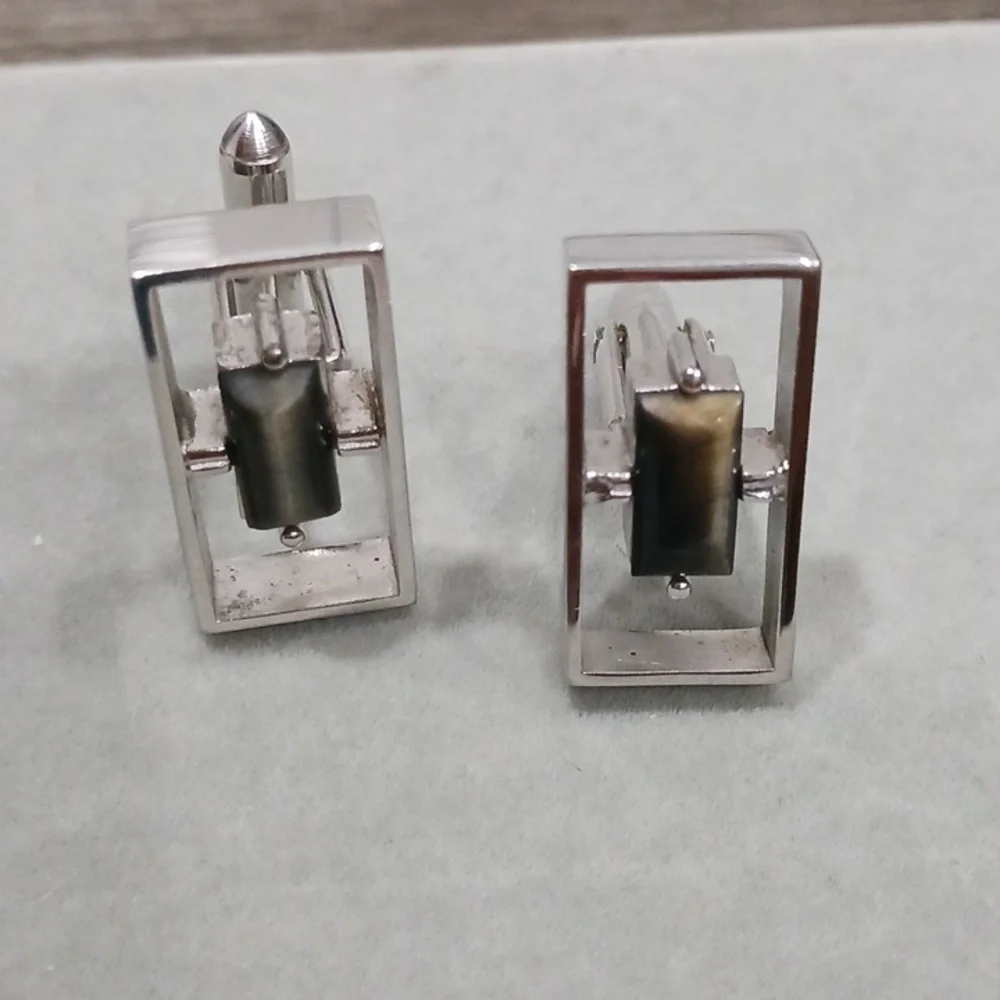 Swank Silver and Black Men's Cufflinks